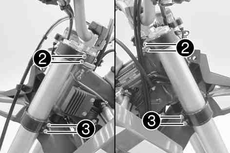 Screw, top triple clamp M8 17 Nm (12.5 lbf ft) Tighten screws. Screw, bottom triple clamp M8 12 Nm (8.9 lbf ft) 303634-11 Position the brake caliper.