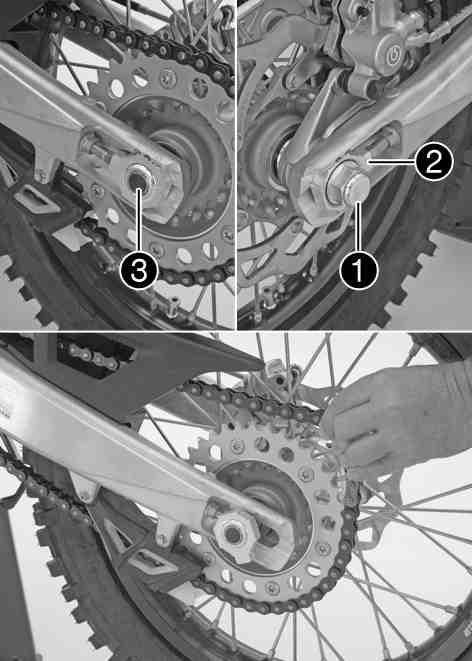 39) Pull the front wheel brake and push down hard on the fork several times to align the fork legs. Tighten screws. Screw, fork stub M8 15 Nm (11.1 lbf ft) Raise the motorcycle with the work stand.