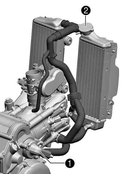 COOLING SYSTEM 77 16.1Cooling system Water pump in the engine circulates the coolant. The pressure resulting from the warming of the cooling system is regulated by a valve in radiator cap.