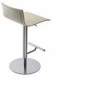 THIN design Karri Monni Stool with swivel seat and adjustable height with sandblasted stainless steel and round base in steel with «linen fabric» pattern.