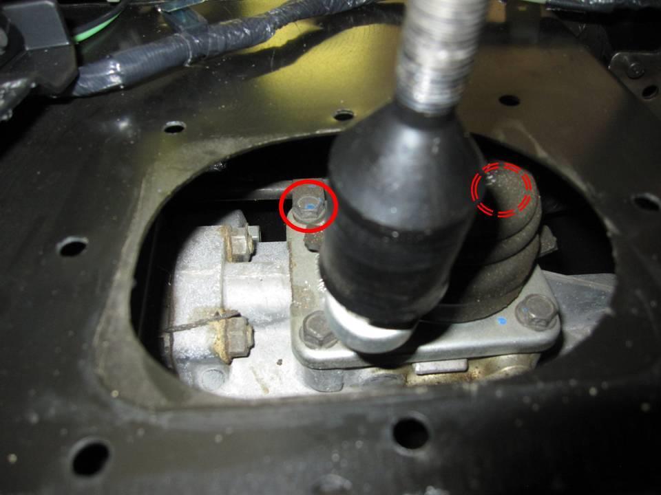 4 Remove the original shifter 2 of the shifter cover mounting bolts aren't easily accessible They can be removed by