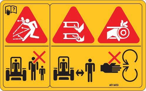 SAFETY A WARNING: Thrown objects DANGER: Rotating blades, pulleys, & belts B WARNING: Rotating driveshaft!