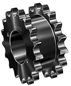 No. 40 2 Pitch All Steel Stock Sprockets Double Single-Type A Steel Diameters Dimensions No. Catalog Outside Pitch Min. Max. w Wt. Teeth Number Diameter Diameter Type Bore Bore L C E Nom. (Approx.