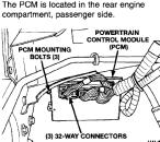 JTEC UNIT LOCATION ILLUSTRATIONS (Below & following page) The PCM is located in the engine compartment (See Figures on Pg. 3-4).