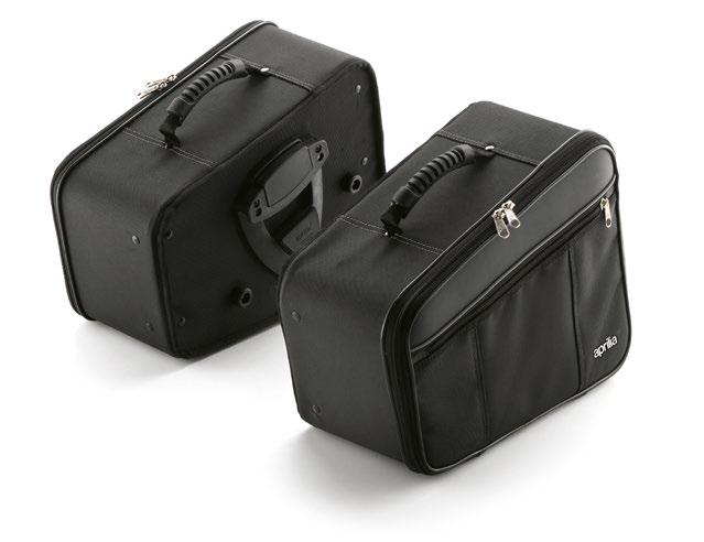 DORSODURO 900 SEMI-RIGID PANNIER KIT cod. 606680M Dynamic security and protection for luggage. Made in technical skai. They hook up and mount very easily on the side supports.
