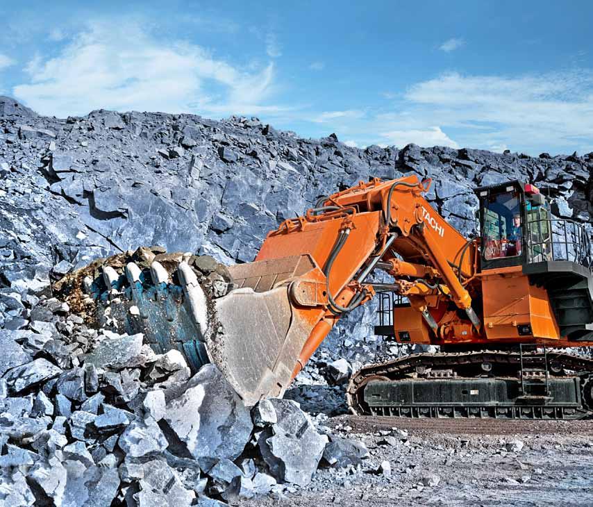 EX1200-6 construction/mining excavator DURABILITY n You get rock soid durabiity from a rigid box frame that resists bending and twisting
