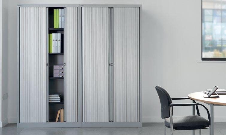 Steel - Systems storage tambour cupboards 7 Systems storage cupboards with tambour doors which slide and retract smoothly to save space and offer access to the entire cupboard offer practical storage