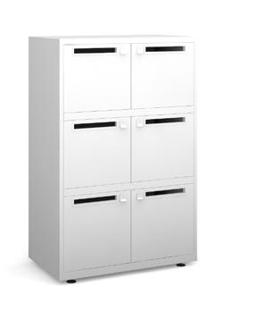 Steel - Lodges 5 Our lodges with letter boxes are ideal for busy offices, allowing individuals to have their post delivered to their personal storage locker.