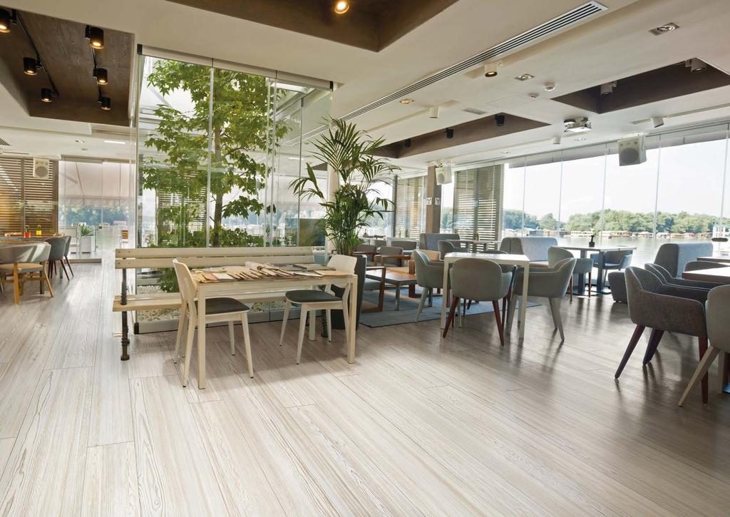 Contemporary office restaurant Coniwood Cedro Sbiancato 20x160