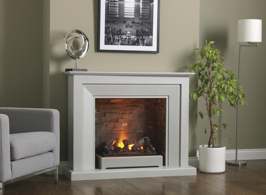 Napoli The Terrano Grey finish on the Napoli gives a real warmth to this electric suite, combined with the realistic grey slate effect chamber this is the ideal fireplace for a modern room setting.