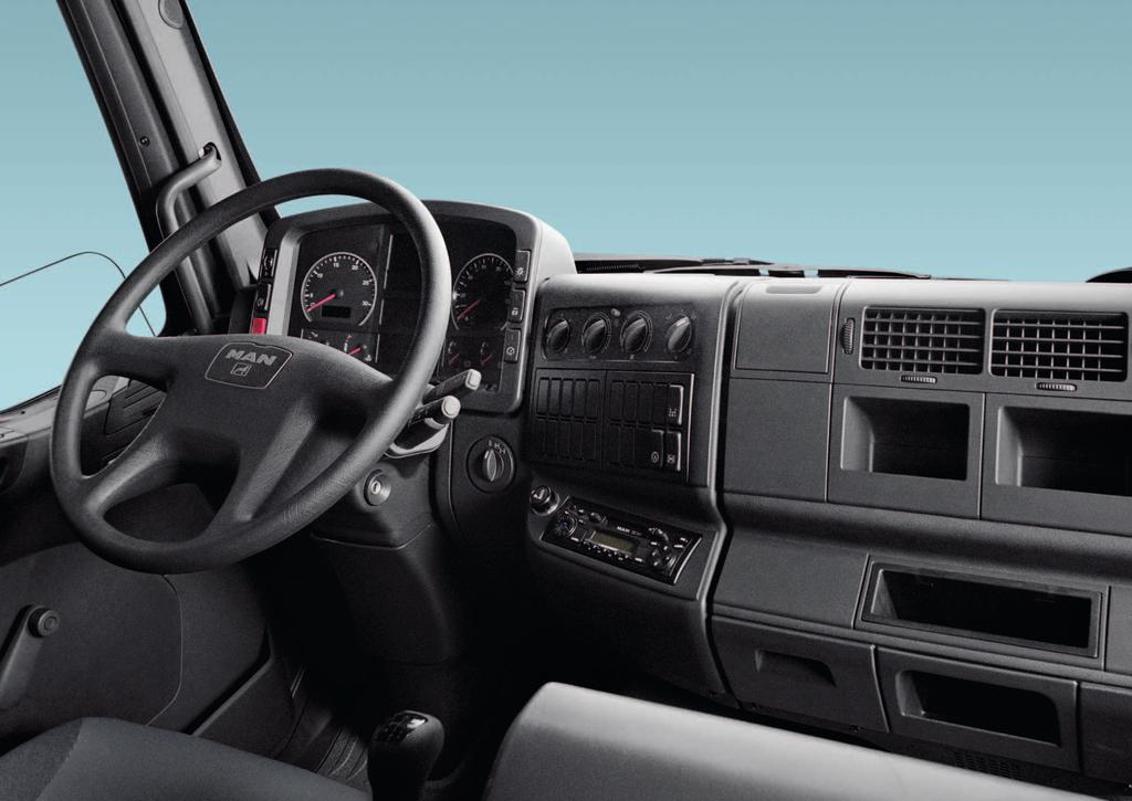 A desirable commanding position behind the wheel. The cockpit of the TGA WorldWide is distinuished by the sensible and clear layout of all items.