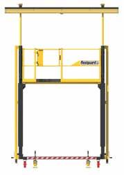 The work platform is fully enclosed by guardrails for superior passive fall protection and easily accessible through two spring loaded swing gates.