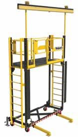 supported ladder system Options: Supported Ladder System options Heavy-duty steel base design with an aluminum platform and fall arrest rail Work platform will be covered in a non-slip material