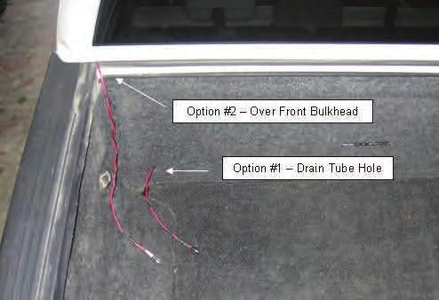 #2011 Install Instructions Supplement 4. Two options for routing the wire harness into the truck box are shown below in Figure 4.