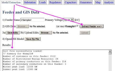2/23/26 The user can extract and analyze OpenDSS feeder models from the Geographic Information System.