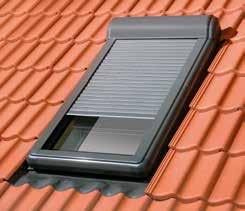 a remote control Solar roller shutter is equipped with a control unit and accumulator.