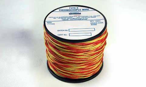 consumables Thermocouple wire Type K nickel chrome/nickel aluminium thermocouple wire, insulated with high temperature glass braid. Recommended maximum temperature 800ºC.