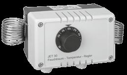 ndustrial room thermostats JET-30 / -31 / -32 Capillary system external sensors 2 separate setting ranges, 2-stage Technical data Application Housing colour: grey (lower part like RAL 7016, upper