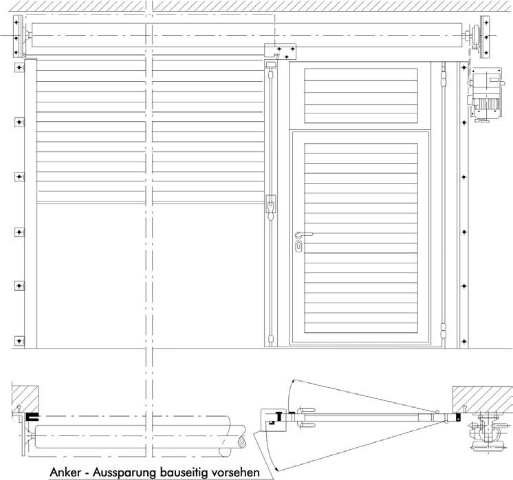 General Drawing Albany RapidRoll F Provide an armature recess on site SIDE DOOR / SLIP DOOR Roll doors can be equipped with solid or folding lateral walk leaf doors.