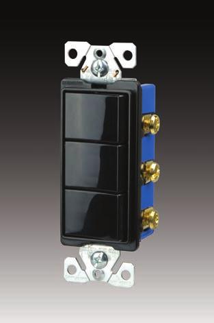 3mm) Decorator combination switches, back & side wire A V/AC Description Color suffix 15 120/277 (2) Single-pole, switches A, BK, LA, V, W 7728 (3)