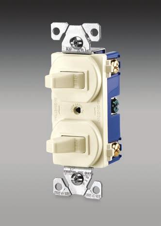ESECTION Commercial grade switches Commercial grade AC toggle combination switches Single-pole, 3-way 15A, 120/277V/AC; 15A, 120V/AC 20A, 120V/AC 4.19" (106.4mm) 271 4.19" (106.4mm) 277 1.