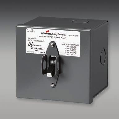 Manual motor controllers Industrial grade manual motor controllers 2-pole 40A, 600V/AC ESECTION 1.31" (33.3mm) 2.22" (556.