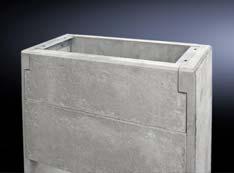 Light-weight concrete Surface finish: Untreated Supply includes: 1 base plate 2 side parts 2 divided base/plinth plates Assembly parts and fastening screws for mounting the