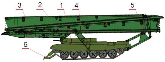The bridge spans are of 26 m in length the load capacity corresponding to class MLC60 (54.75 t) have been installed on MBT PT-91M modified chassis.