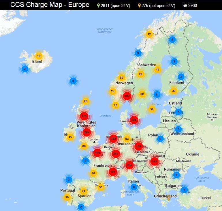 DC CCS CHARGING STATION ROLLOUT EUROPE. Source: http://ccs-map.