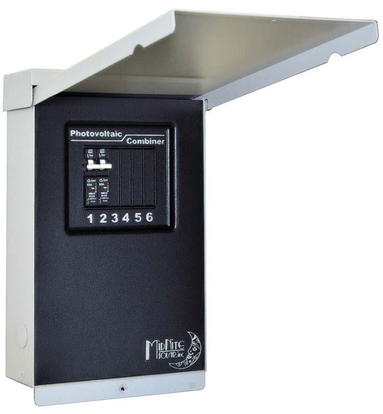 The use of touch safe din rail mount fuse holders and fuses allow operation up to 1000 Volts. The MNPV6 combiner comes with two copper bus bars. One for circuit breakers and one for fuses.