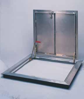 Type K, KD Aluminum Angle Frame Door Floor Access Doors Single or double leaf covers are constructed of 1/4 (6.35mm) diamond pattern plate and reinforced for a 150 lb/ft 2 (732 kg/m 2 ) live load.