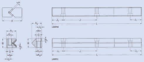LWRPM/LWRPV rail guides LWRPM/LWRPV 3 LWRPM/LWRPV 9 LWRPM LWRPV Designation 1) Dimensions: Attachment holes System A B A 1 A 2 A 3 J J 1 J 2 G G 1 N N 1 mm LWRPM 3 18 8 9,5 25 12,5 3,5 M 4 3,3 6 3,2