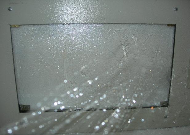 1 minute on right bar The following picture displays water sprayed on a screen. Figure 14: Spraying water 7.3.1.2 Expected Test Results The water jet test is successful if the following tests results are received: The DUT was not functional during the test.