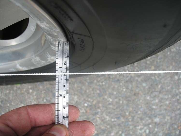 The pictures below show the real world measurements of the right rear wheel of my van.