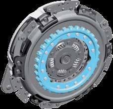 The secondary mass is replaced in this case by the weight of the double clutch, which is fitted on an input shaft (hollow shaft) of the gearbox.