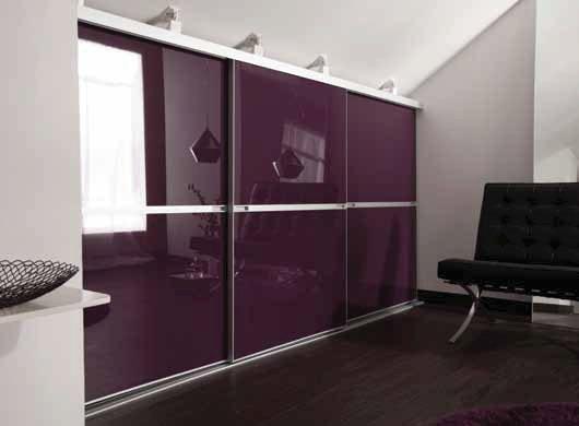 Min Opening height - 1200mm Shown here: X3 Minimalist 2 Panel Doors in Purple Glass positioned at any height