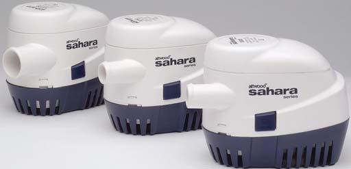 SAHARA AUTOMATIC BILGE PUMPS ALL-IN-ONE PUMP FAST, EASY INSTALLATION HIGH-EFFICIENCY MOTOR DEPENDABLE INTERNAL FLOAT SWITCH (CONTAINS NO MERCURY) -YEAR WARRANTY DESIGN FEATURES Durable Design,