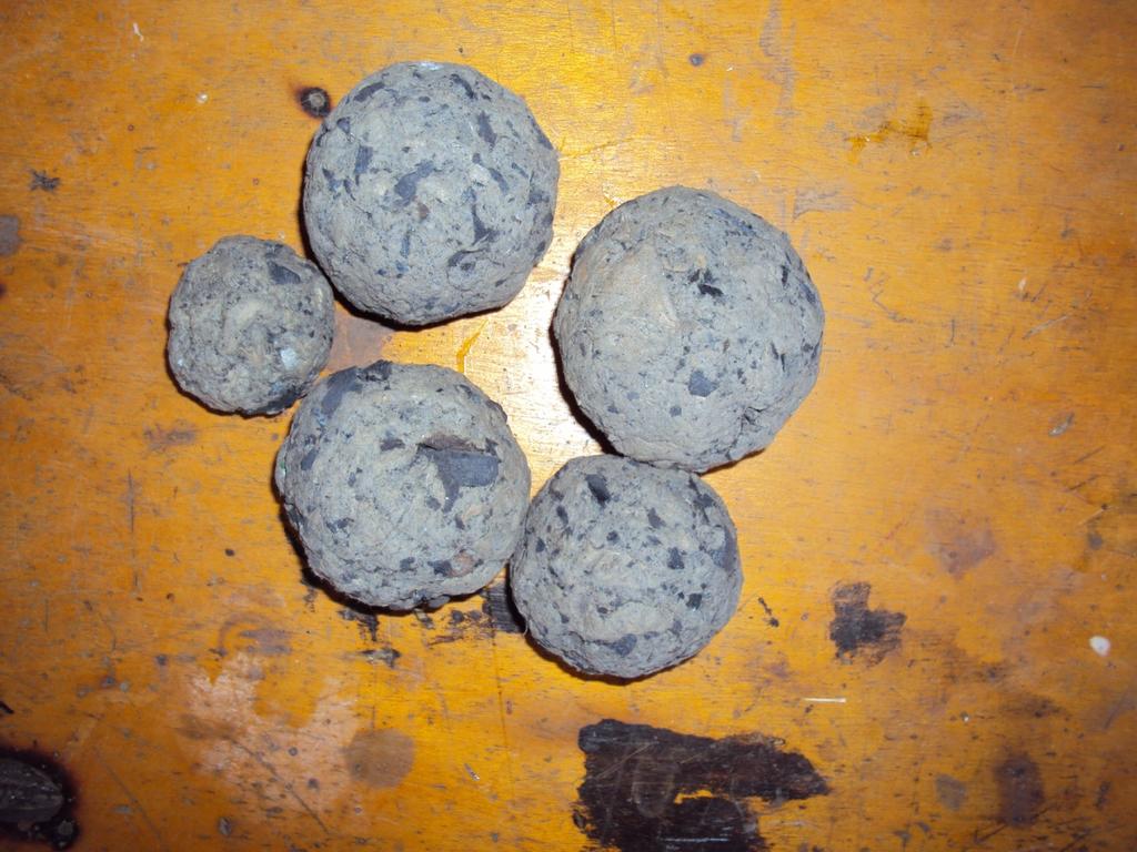 Samples of hand made briquettes: doughnut shaped