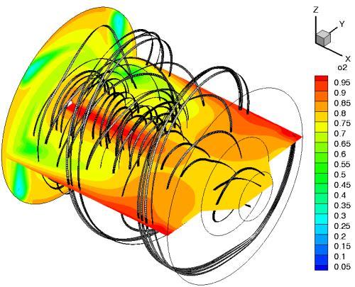 To simulate the ignition process in the test model, a steady state, multi-component and non-reactive mixed flowfield was calculated first and its result was as the initial condition.