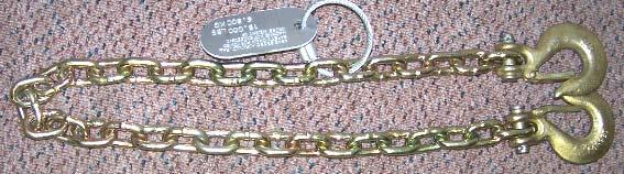 Per Foot Adder ITEM # SAFETY CHAIN ASSEMBLY with SLIP HOOK RATING LIST PRICE 60449 1/4" Gr. 70-5' reach 10,000 lbs. 604449 5/16" Gr. 70-5' reach 15,000 lbs.