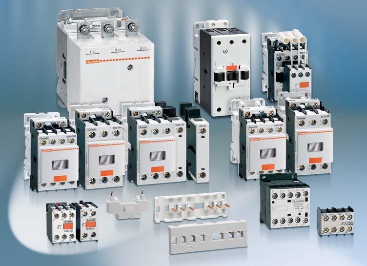 CONTACTORS Three-pole versions up to 630A in IEC AC3 duty Four-pole versions up to 1600A in IEC AC1 duty Versions for power factor correction up to 75kvar at 400VAC Four-pole versions with NO+NC or