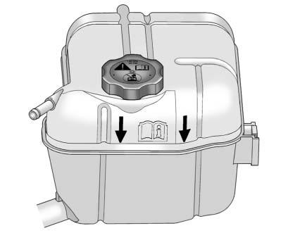 Fill the coolant surge tank with the proper mixture to the mark pointed to on the front of the coolant surge tank. 4.