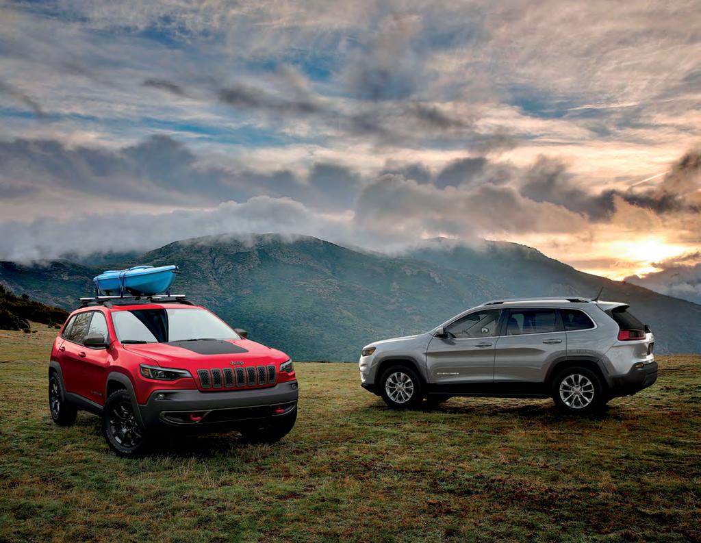 EXPERIENCE FREEDOM IMAGINE ALL THAT AWAITS THE NEW 2019 CHEROKEE TRAILHAWK SHOWN IN FIRECRACKER RED WITH AUTHENTIC JEEP BRAND VEHICLE ACCESSORIES BY MOPAR, INCLUDING BLACK HOOD