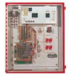 Master Control Cabinet The master control cabinet contains control circuitry and monitoring PCBs, which provide the power, timing signals, misfire monitoring circuitry, and three-step intensity