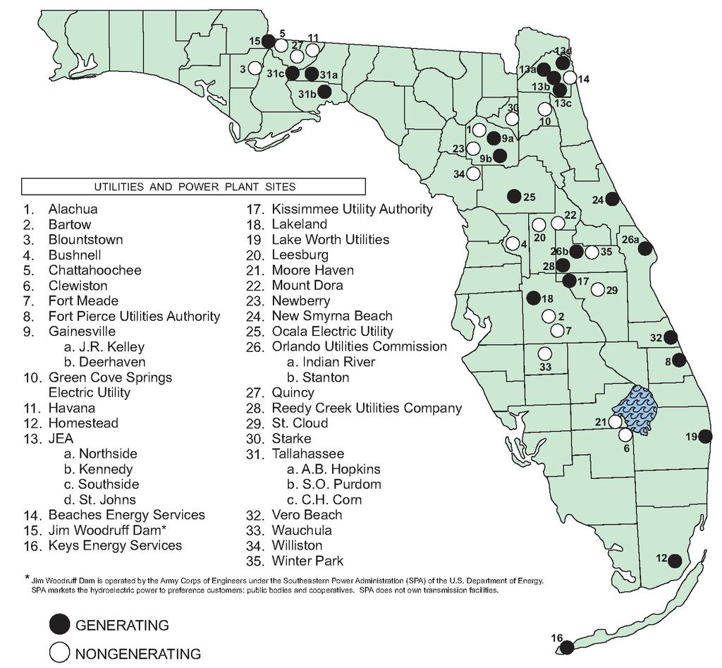 FLORIDA ELECTRIC INDUSTRY MAPS Municipal Electric Utilities Approximate Utility Locations Service areas are approximations. Information on this map should be used only as a general guideline.
