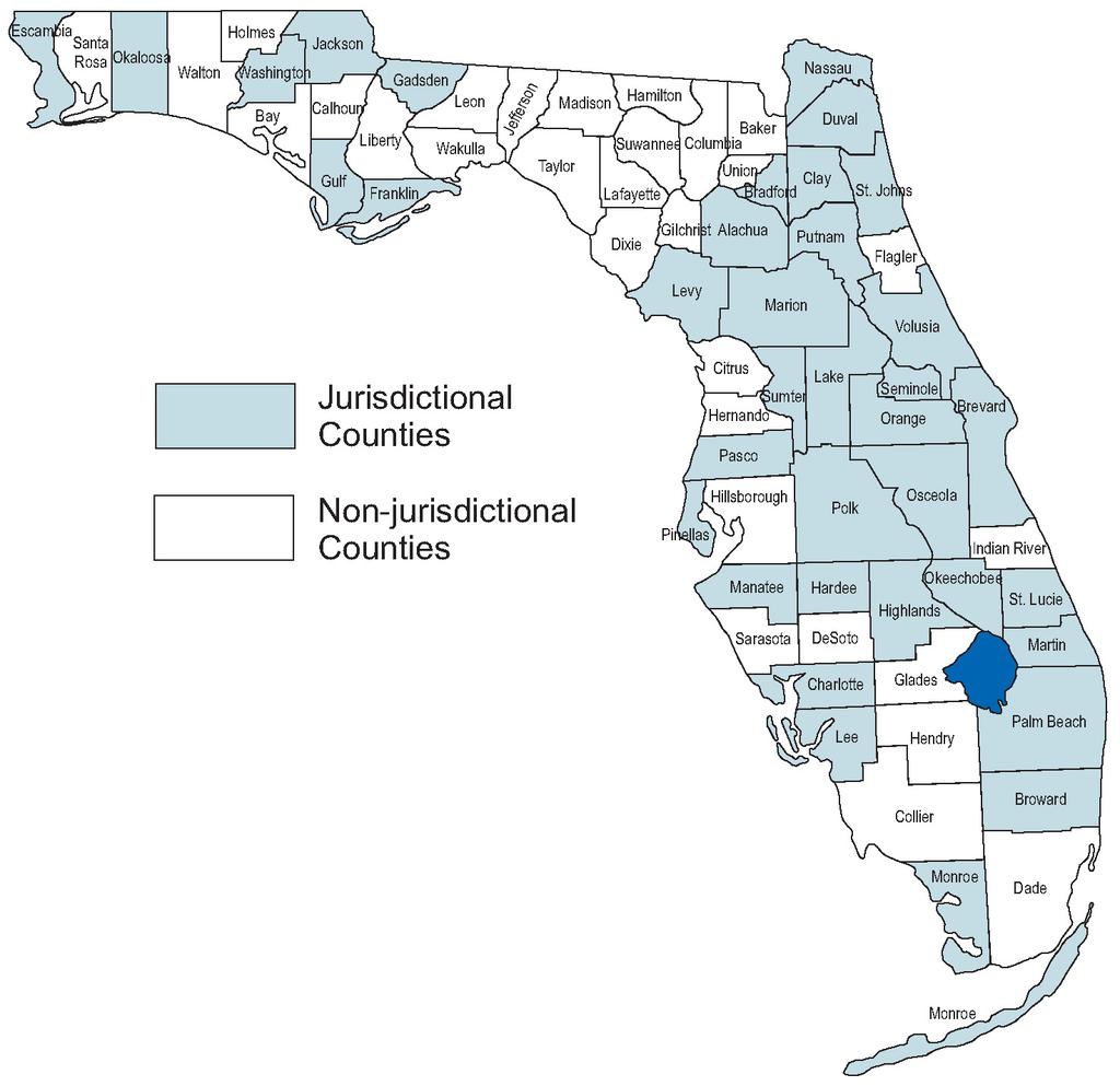 FLORIDA WATER & WASTEWATER INDUSTRY MAPS Water & Wastewater Jurisdictional Counties (37) WATER & WASTEWATER 37 Jurisdictional