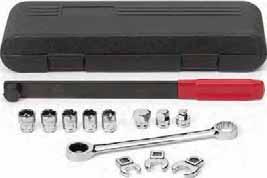 SERPENTINE BELT SERVICE TOOLS LAN-5333 9 Piece Fine Tooth Serpentine Belt Wrench Set 6 point adapters: 13mm (1/2"), 14mm (9/16"), 15mm, 16mm (5/8"), 18mm,