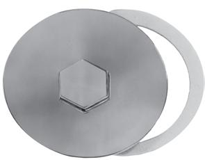 Drum Trap Plate 4-1/4 Diameter with gasket CP die cast 20 Threads Sani-Cap Chrome plated brass cleanout