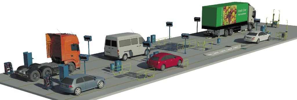 The following equipment items are available in VLT s Test Lane concept: Vehicle Identification Station; Sideslip (=Alignment) Tester; Road Contact