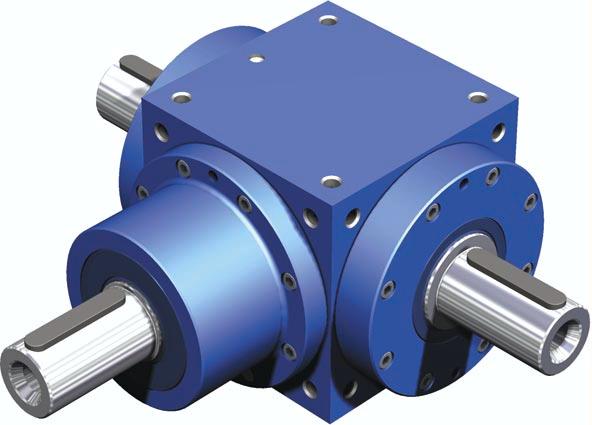 15 Highest Precision Right-Angle Gear Reducer Utilizes Sophisticated Spiral Bevel Gearing HPS-W Single shaft Shown with motor mount